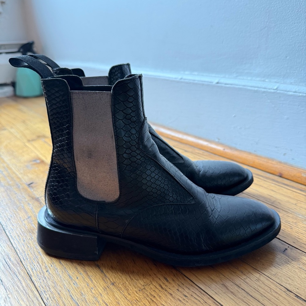 Black Snakeskin Ankle Chelsea Boots